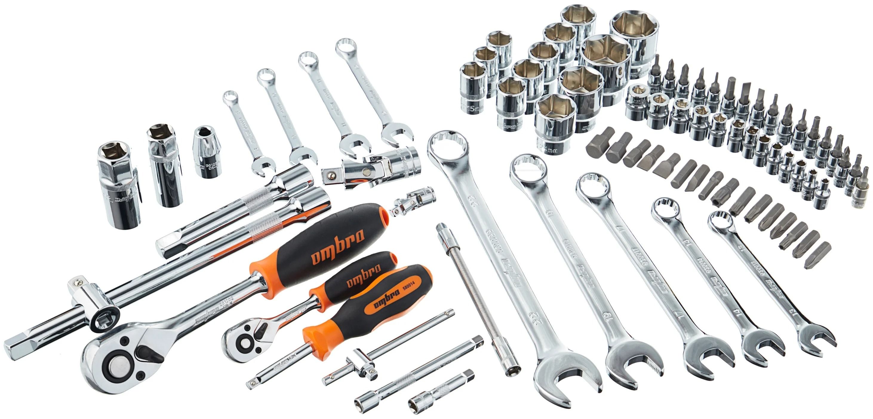 Универсальный набор инструмента 1/4"DR, 1/2"DR Ombra OMT82S, 82 штуки - фото